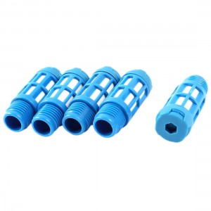 5 Pcs 1/4PT Plastic Pneumatic Valve Exhaust Noise Reducing Silencer Muffler Blue