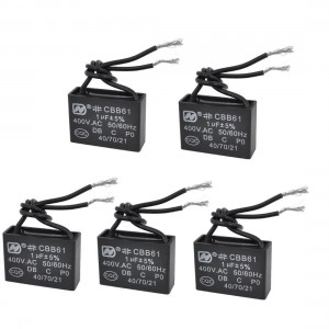 CBB61 AC 400V 1uF 5% 2-Wire Polypropylene Film Motor Run Capacitor 5pcs