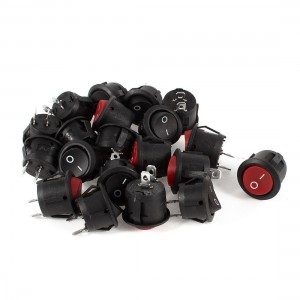 20 Pcs Black Round Button 2 Pin SPST On/Off Rocker Switch AC 125V/10A 250V/6A