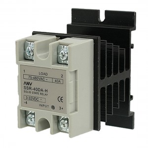 DC 3-32V / AC 75-480V 40A Single Phase SSR Solid State Relay w Heat Sink