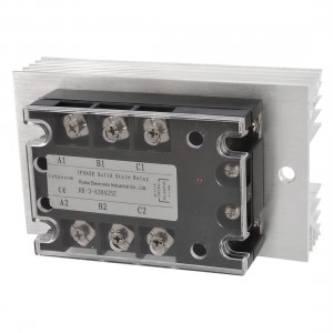AC 90-280V to AC 380V 25A 3 Phase SSR Solid State Relay w Aluminum Heat Sink