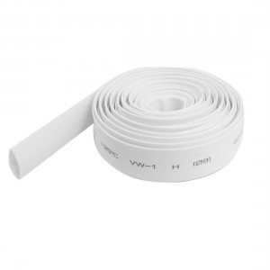 Ratio 2:1 9mm Dia White Polyolefin Heat Shrinkable Tube 4M Long