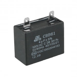500VAC 4uF Two Terminals Air Conditioner Fan Run Capacitor CBB61 Black
