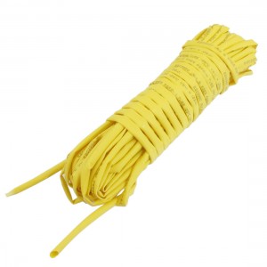 Ratio 2:1 2mm Dia Yellow Polyolefin Heat Shrinkable Tube 6M 19.7ft