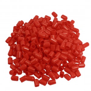 300 Pcs 14mm Height 8mm Inner Dia Round Tip Red PVC Insulated End Caps