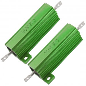 Chassis Mounted 50W 8K Ohm 5% Green Aluminum Case Wirewound Resistor 2 Pcs