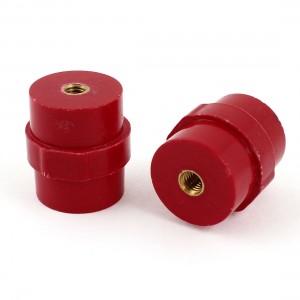 2 Pcs M6 Brass Thread 1.2" Height Busbar Insulator Supporter Red