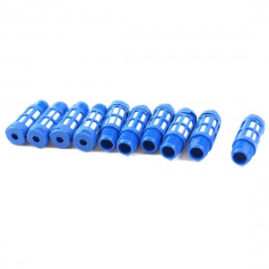 10Pcs Blue Plassitc 1/4PT Thread Pneumatic Exhaust Noise Absorb Silencer Muffler