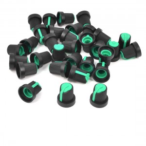 32pcs 6mm Knurled Shaft Green Top Taper Volume Knob Cap for Potentiometer Pot