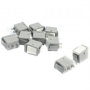 10pcs Gray Locking SPST 2 Positions Rocker Switch AC250V/10A 125V/13A