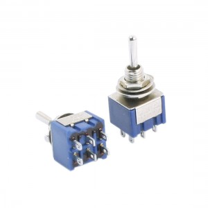 2Pcs MTS-203 DPDT 3 Positions ON/OFF/ON Blue Toggle Switch AC125V 6A