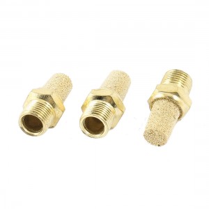 3Pcs Brass 1/8PT Male Thread Noise Reducing Pneumatic Muffler Silencer Filter