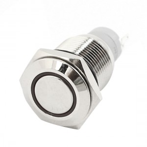 DC 24V 16mm Dia Thread SPDT Momentary Red LED Angel Eye Metal Push Button Switch