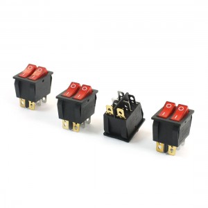 4Pcs Dual SPST 6Pin Red Lamp Rectangle Boat Rocker Switch AC250V 15A AC125V 20A