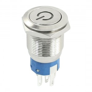DC 12V Green Angel Eye LED SPDT 19mm Locking Stainless Steel Push Button Switch
