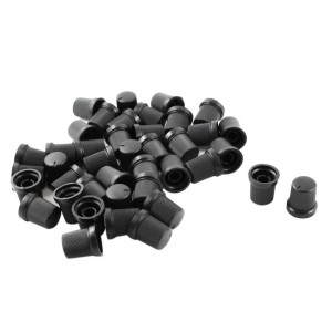 40pcs 6mm Knurled Shaft Black Top Taper Volume Knob Cap for Potentiometer Pot
