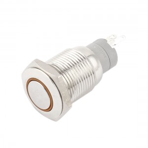 DC12V Yellow Angel Eye LED Indicator SPDT Latching Metal Pushbutton Switch 16mm