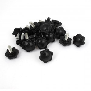 20pcs Black Plastic 25mm Head Diameter Star Clamping Knobs M6 x 12mm