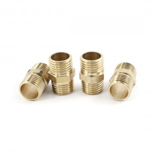 4 Pcs 1/4PT to 1/4PT Male to Male Thread Hex Nipple Fitting Pipe Connector