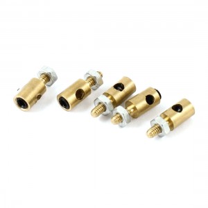 5 Pcs Gold Tone Brass Hex Nut Thread Dia 1mm Linking Rod 4mm x 11mm for RC