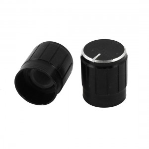 2 Pcs 15x17mm 5.5mm Shaft Volume Control Aluminum Potentiometer Knobs Caps Black