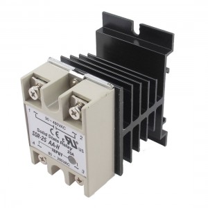 AC to AC SSR Solid State Relay 25A AC 80-280V AC 90-480V w Black Heat Sink