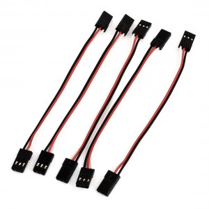 5PCS 10cm Long Black White Red 3pin M/M Servo Extension Cable for Futaba JR
