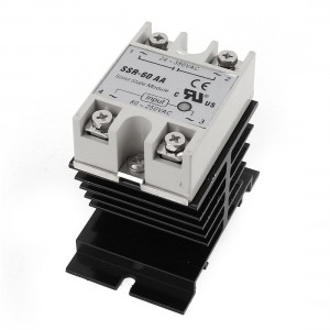 AC24-380V 60A Output 4 Screw Terminal Single Phase Solid State Relay w Heatsink