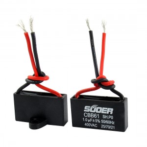 AC 400V 50/60Hz Rectangle Double Wire Motor Run Capacitor 1uF CBB61 2pcs