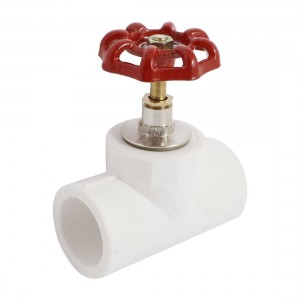 Red Wheel Handle 31mm to 31mm Pipe Fittings White PPR Stop Valve