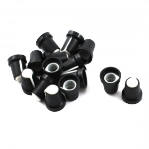 15pcs 6mm Knurled Shaft White Top Taper Volume Knob Cap for Potentiometer Pot