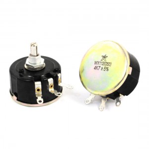 2pcs WX112(050) Round Shaft 3 Terminals Wire Wound Potentiometer 4.7K Ohm 5W