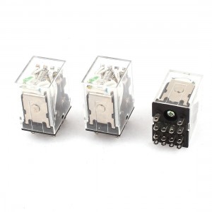 HH54PL 11Pins 3PDT DC 24V Coil Voltage Green LED Pilot Lamp Power Relay 3 Pieces