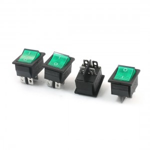 4Pcs DPST 4Pin Green Lamp Rectangle Boat Rocker Switch AC250V 16A AC125V 15A