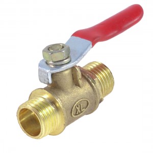 1/4" PT Male Thread M/M Red Lever Handle Full Port Metal Ball Valve