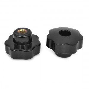 38mm Dia Head 8mm Diameter Female Thread Through Clamping Star Knob 2 Pcs