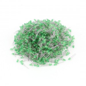 1000 Pcs 3mm Round Head Green LED Light Emitting Diodes