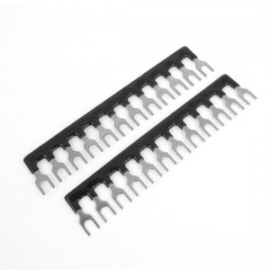 400V 10A 12-Position Black Pre Insulated Terminal Barrier Connector Strip 2Pcs