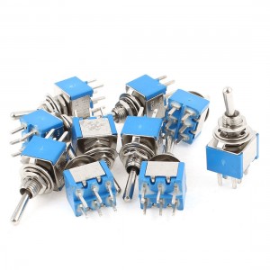 10Pcs DPDT 3 Positions ON/OFF/ON Toggle Switches AC 250V 3A 120V 6A