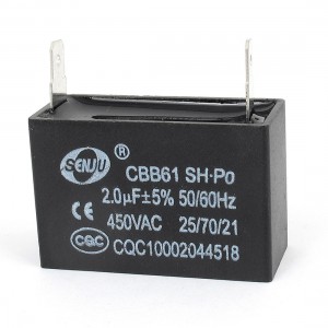 Air Conditioner Motor Running Capacitor 2.0uF 5% Tolerance AC 450V CBB61
