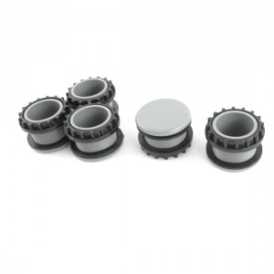5Pcs 22mm Dia Thread Gray Plastic Mount Hole Panel Plug Cap