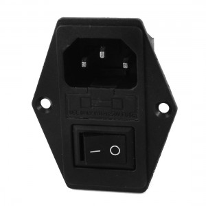 IEC320 C14 Black Rocker Switch Power Inlet Socket Connector AC 250V 15A