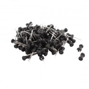 100Pcs 6.8uH 1.2A 6x10mm 10% Tolerance Shielded Radial Lead Inductor Black
