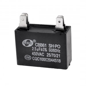 CBB61 AC 450V 2.5uF 4 Pins Air Conditioner Motor Capacitor Black