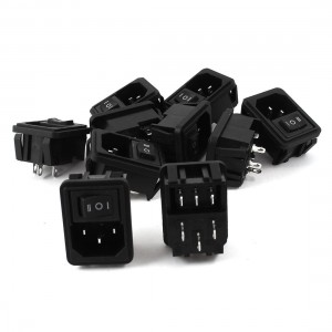 10 Pcs 3 Position 3Pin Rocker Switch IEC320 C14 Inlet Power Socket AC 10A 250V