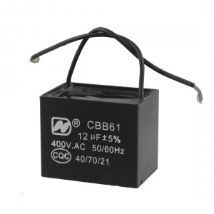 12uf MFD 400V AC 50/60Hz 2 Black Wire Electric Fan Capacitor CBB61