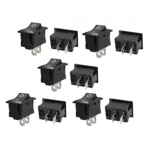 6A/12A 250VAC 10A 125VAC 2 Pin SPST Plastic Shell I/O Boat Rocker Switch 10 Pcs