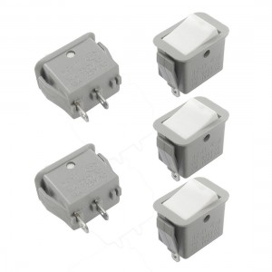 5 Pcs 2 Pin SPST On/Off Rocker Switch AC 10A/250V 13A/125V Gray
