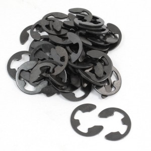 50 Pcs Black Metal 9mm Shaft Rod Lock E-Clip Clamp Washer