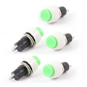 5 Pcs DS-450 250V/AC 2A 2 Pins Latching SPST Push Button Switch Green